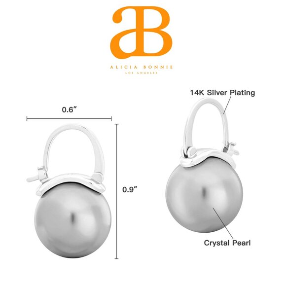 Alicia Bonnie Blanche Pearl Huggie Drop Earrings, Silver Crystal Pearl - Picture 6 of 6